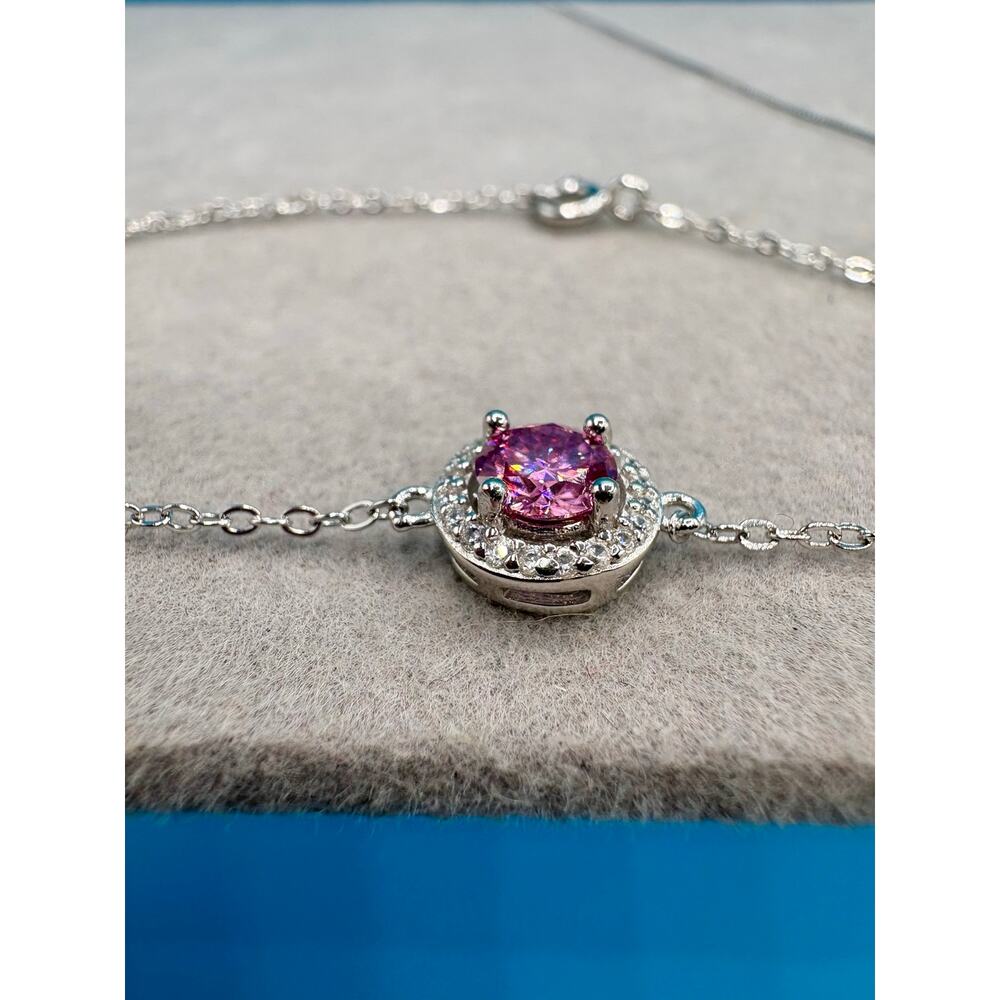 NEW Elegant Pink & White Moissanite Fleur de Lis Jewelry Set - Picture 8 of 10